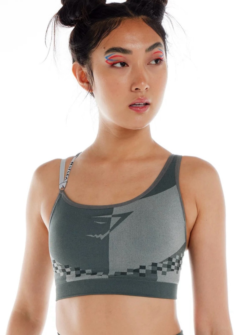 Gymshark Ribbed Dark Charcoal and Light Gray Sports Bralette - Picture 2 of 8